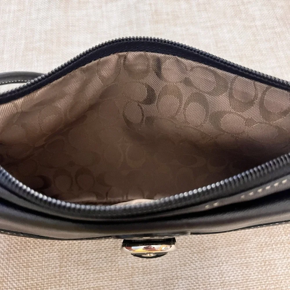 Coach Soho Black Leather Flap Wristlet Clutch Contrast Stitch Y2K Hangtag Mint